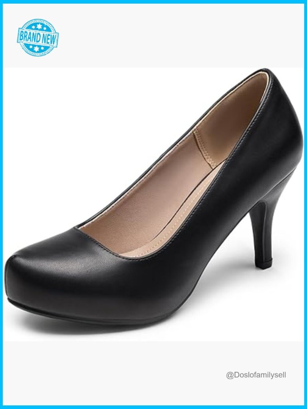 Classic Elegant Stiletto Heel Platform Pumps Almond Toe Dress Shoes